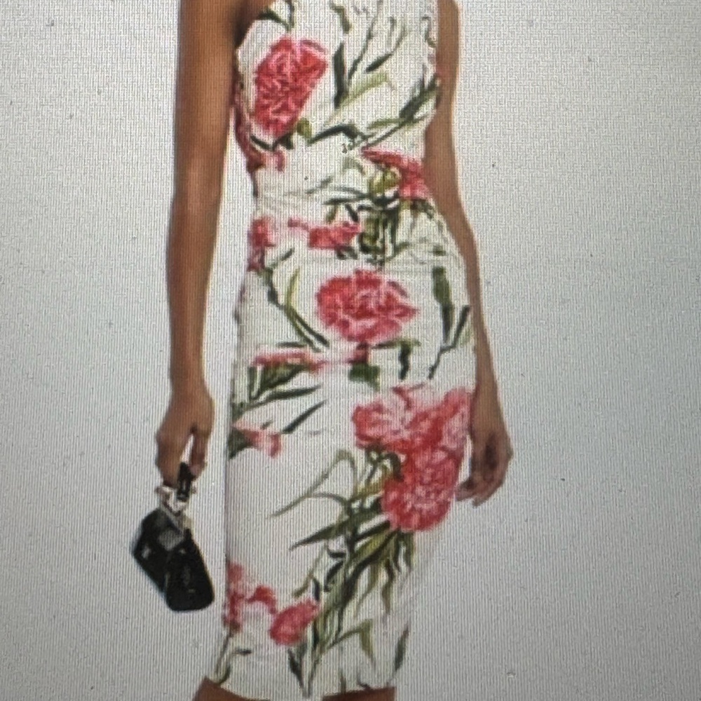 Dolce and Gabbana floral one shoulder cotton blend mini dress